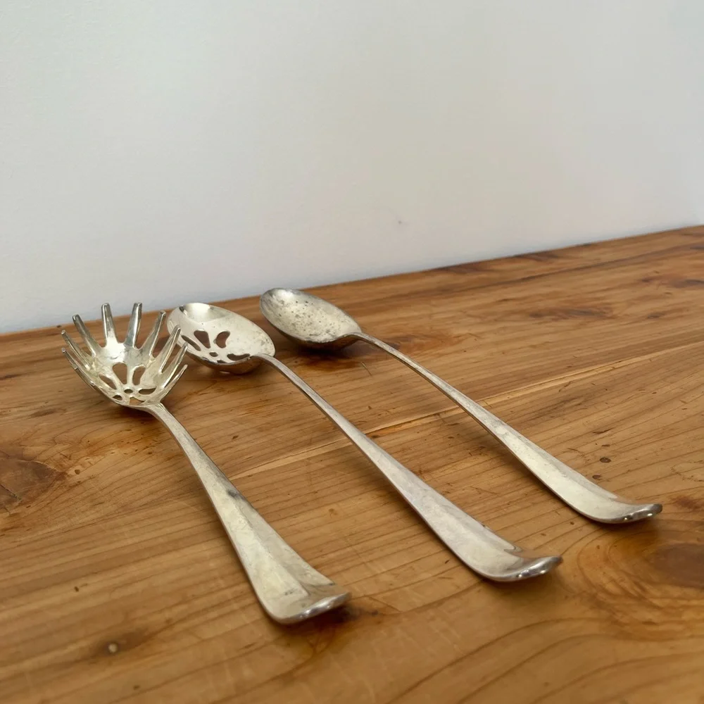 SOLD Vintage Silver-plated Serving Spoon Set - Picture 4 of 8